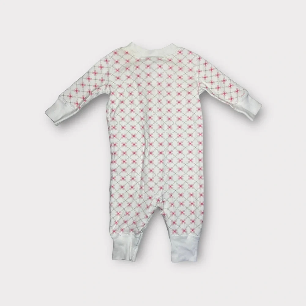 Hanna Andersson Pink Floral Pattern White Organic Sleeper